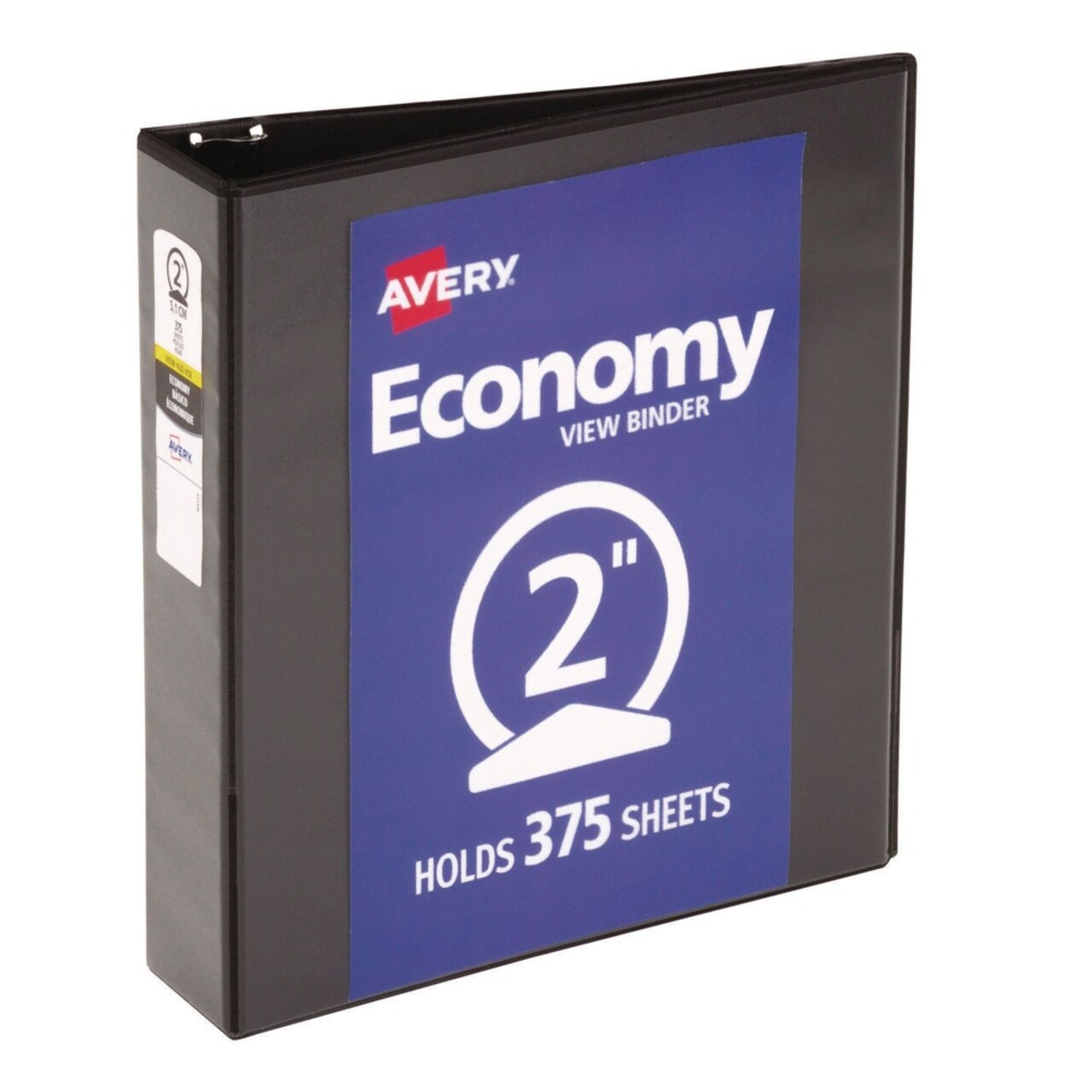 Avery 3 Round Rings 2 in. Capacity 11 in. x 8.5 in. Economy View Binder - Black
